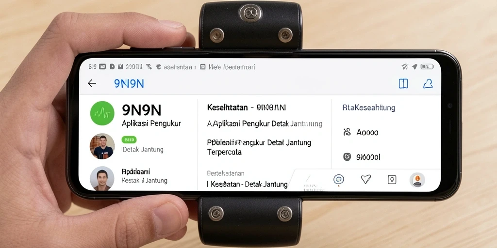 Tampilan antarmuka aplikasi 9N9N untuk pemantauan detak jantung.