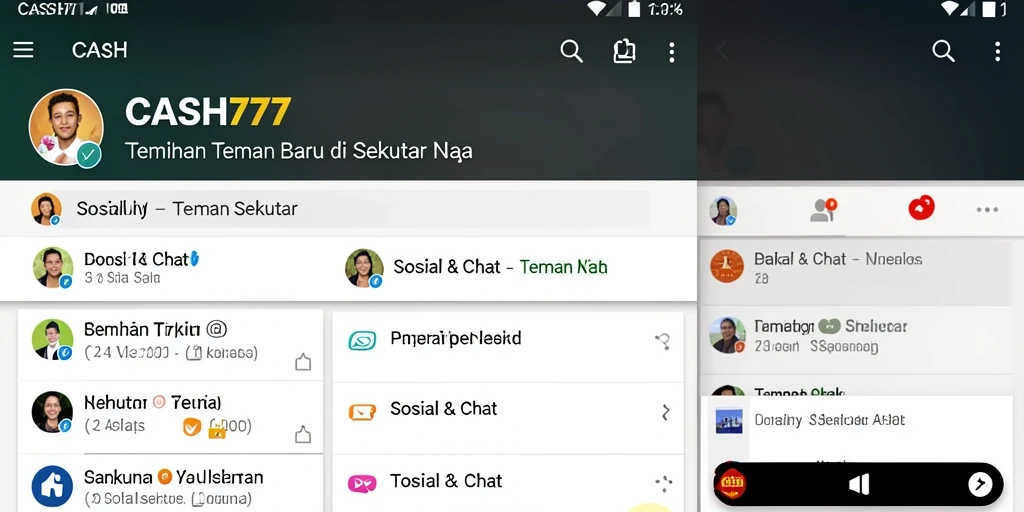 Tampilan antarmuka <strong>CASH777</strong> yang menarik dan mudah digunakan untuk mencari teman.