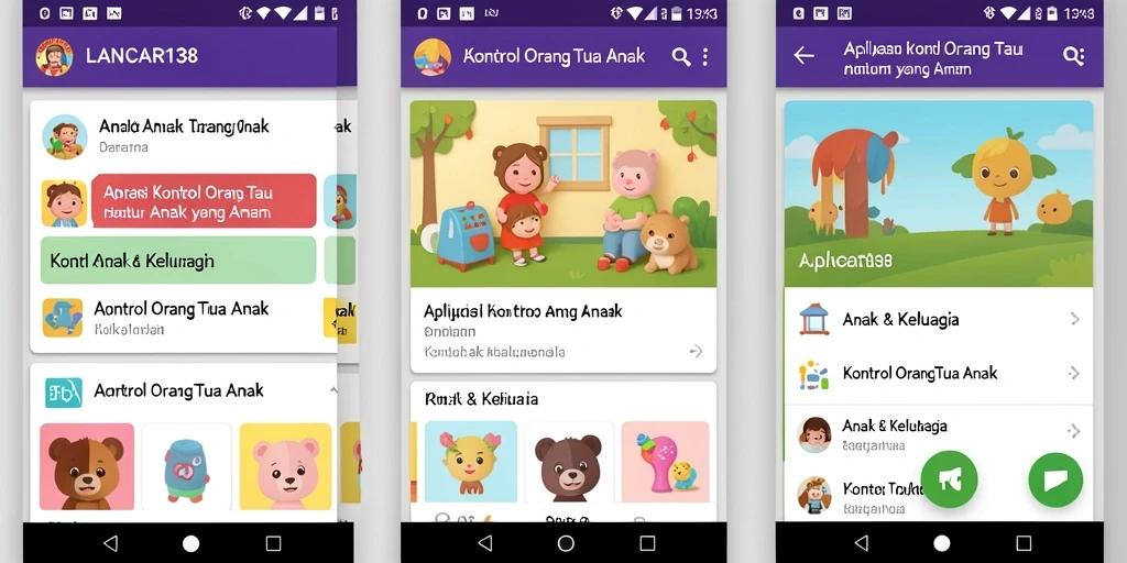 Antarmuka aplikasi LANCAR138 untuk kontrol orang tua yang intuitif.